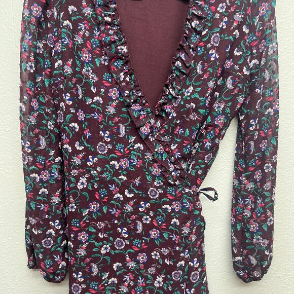 Francesca's Dress Womens Small True Wrap Floral Puff Sleeve Fairy Cottagecore - Picture 5 of 15